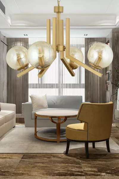 Mikel 4-Light Antique Painted Gold Glass Modern Youth Room Bedroom Living Room Chandelier