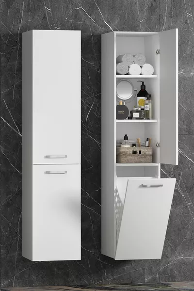 Nieuwe Afmeting * cm Witte MDF Hangende Badkamerkast met Mand