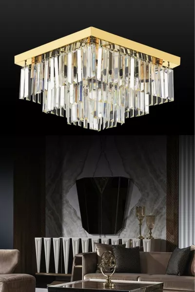 Lustre Yasemin en or avec pierres en cristal