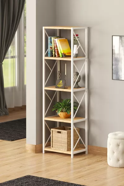 Metal Concept Bookshelf 5-Shelf Multipurpose File Book Rack Office Living Room Shelf ,,5 BXC