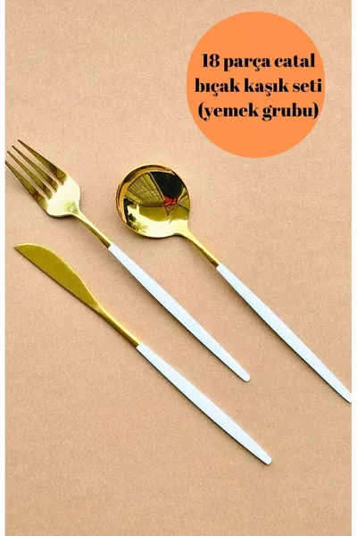 Set di posate in acciaio inossidabile oro e bianco per 6 persone,  pezzi (servizio da tavola)