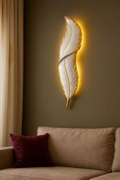 Декоративно стенско осветление с LED и батерии с перо апликация