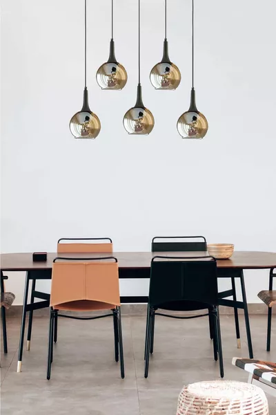 Fred Современная Декоративная Люстра для Столовой с Черным Стеклом, 5 ламп