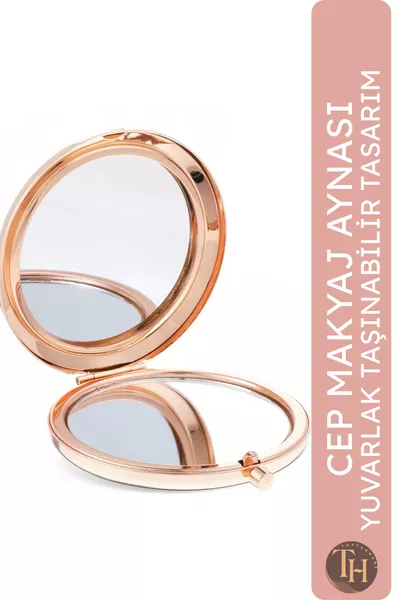 Портативно огледало за грим Кръгло Подаръчно и промоционално за чанта Розово огледало стикер