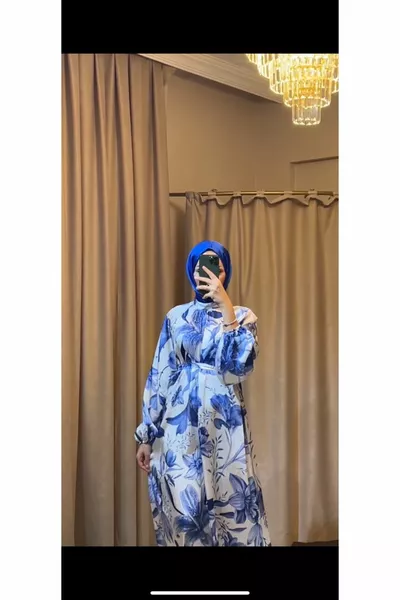 Buntes Kleid Sax Blau