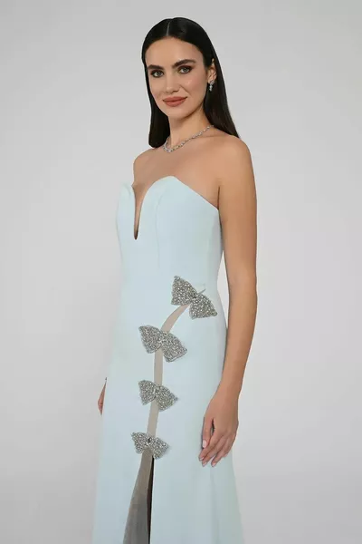 Strapless Stone Butterfly Gedetailleerde Jurk