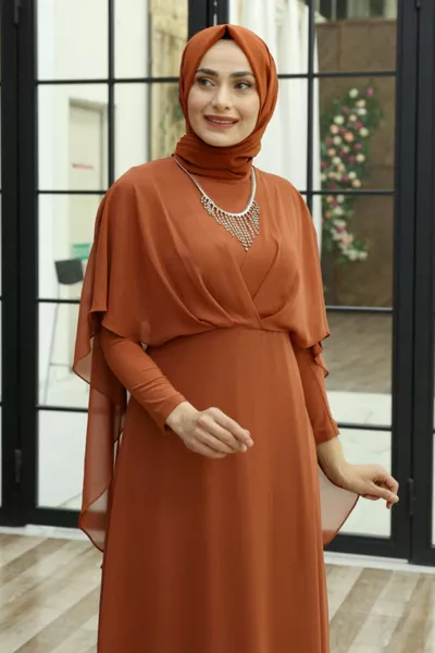 Hijab Avondjurk met Ketting - Kiremit