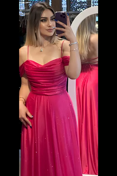 Damen Schmale Passform Elegant Lange Glitzer Tüll Riemen Verlobungsanfrage Abendkleid 