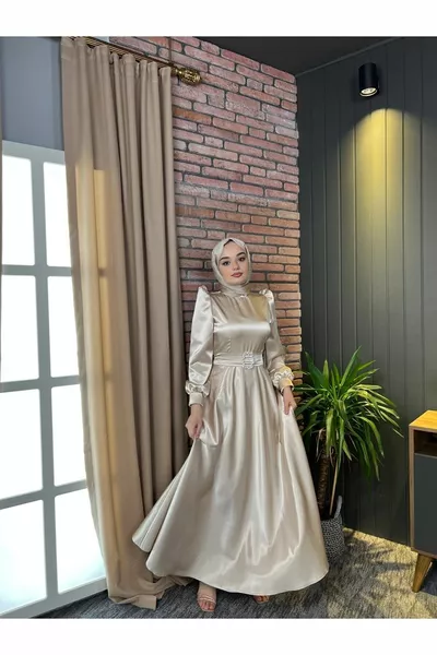 Mona Hijab Abito Da Sera Beige