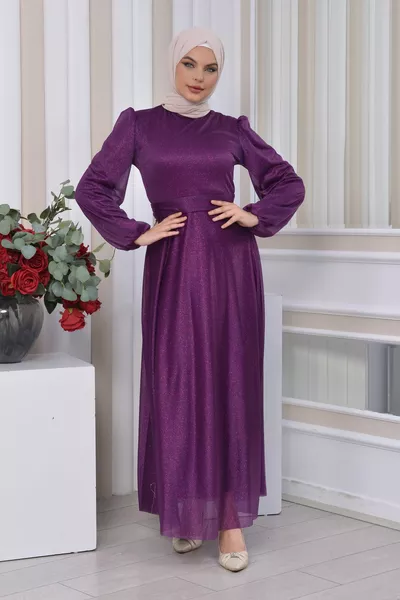 Блестящий тюль Хиджаб Вечерние Платья