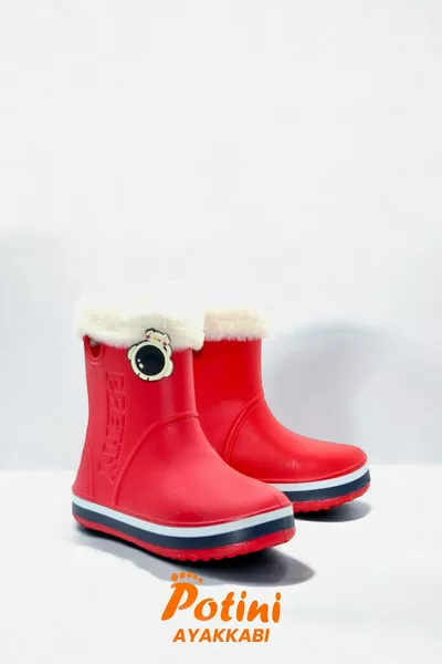 الأحمر للماء الكاحل ريشة ملصق الاطفال أحذية المطر