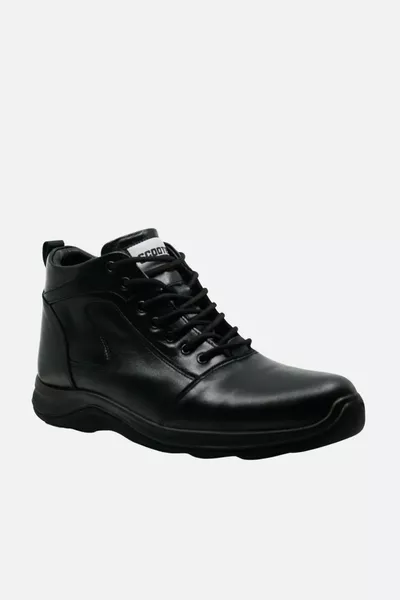 أحذية بريدية رجالية جلد أسود DS