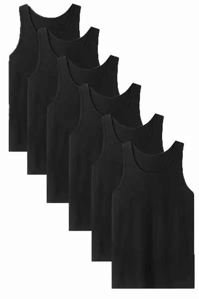 Débardeur homme 6 pièces Noir Débardeur homme Débardeur homme en coton peigné lycra