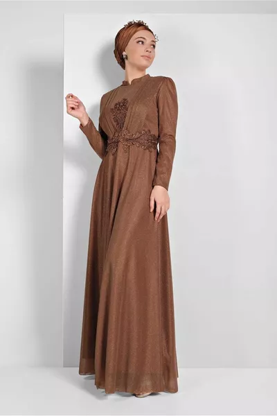 Women's Coffee (KIREMIT) Geborduurde avondjurk 