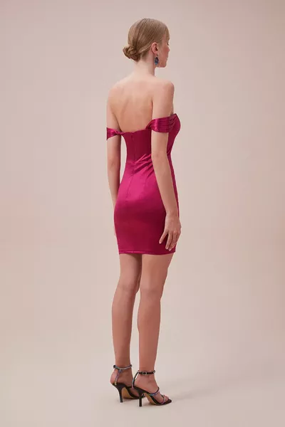 Satin Mini Off Shoulder Dress