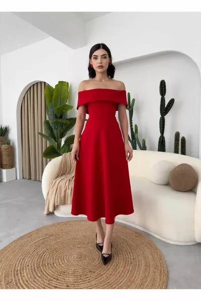 فستان سيلفان مادونا متوسط الطول بياقة منخفضة