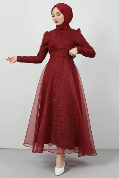 Alara Hijab Abendkleider Burgund