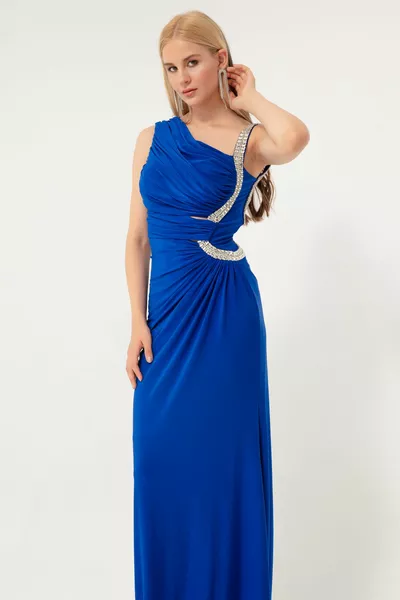 المرأة ساكس ستون حزام طويل مساء اللباس