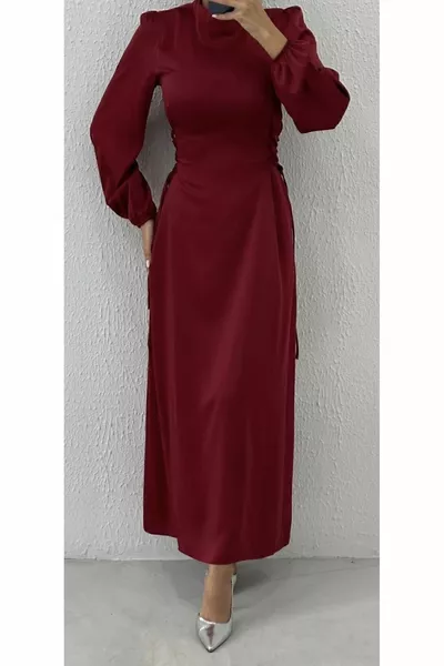 الخصر التعادل مفصلة الساتان الحجاب فساتين السهرة