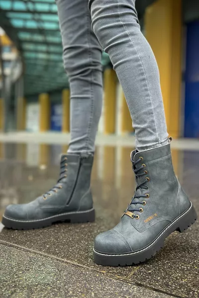 MERGYA Zippered Lace-Up Postal Men's Boots ANTHRACIT - CHE