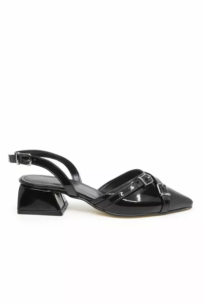 كارينا أسود براءات الاختراع الجلود المشبك مفصلة الباليه الشقق