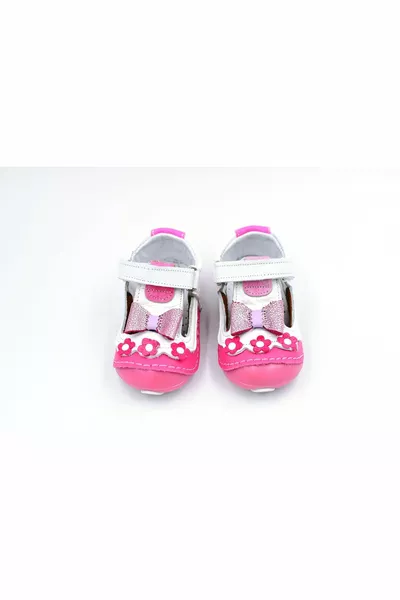 (Tom Bebe) Echt leer Ortabedik First Step kinderschoenen FUCHSIA