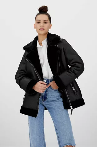 جاكيت راكب الدراجة النارية مع الفرو فو داخل