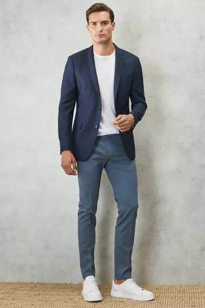 Veste blazer à motif mono col slim bleu marine bleu marine