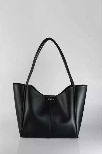 Дамска черна оверсайз чанта за грим с чанта за ръка и рамо