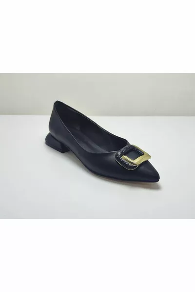 Skin Yellow Buckle Low Thick Heels Skin Ballerinas Damenschuhe