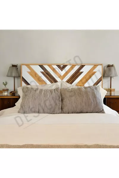 رأس سرير/قاعدة سرير مزدوجة يدوية الصنع من الخشب الإسكندنافي