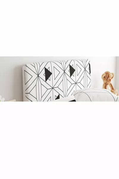 Housse de tête de lit Chambre d'adolescent Noir et blanc Triangles géométriques