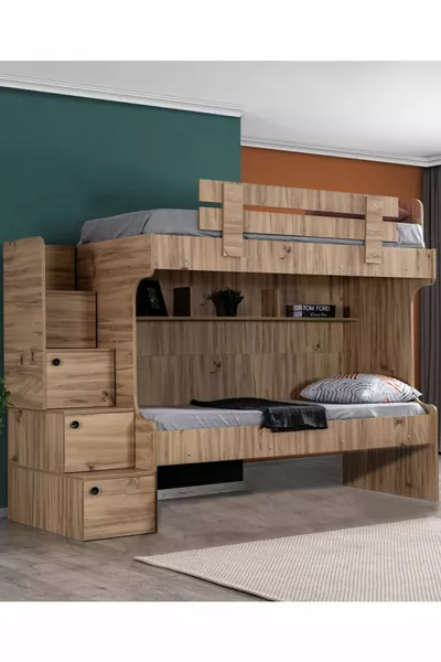 Bunk Bed, Viva 2-Person Bunk Bed with 3-Door Wardrobe