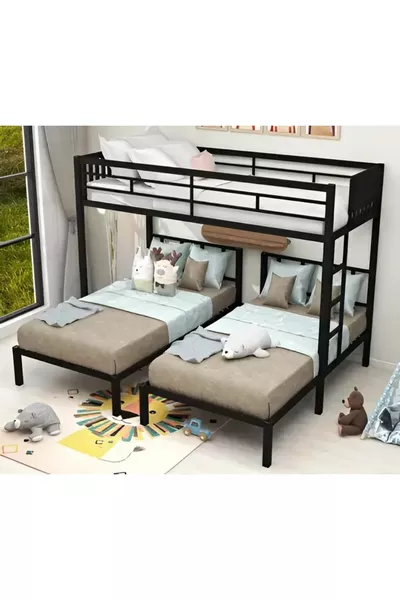 The triple bunk bed is a professional product that saves space.
