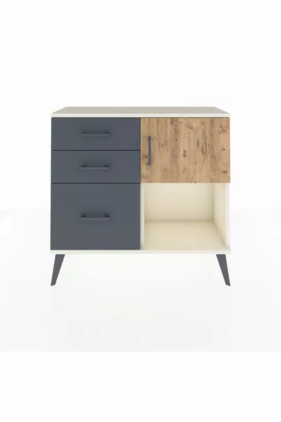 Arges Şifonyer Tek Raflı 3 Çekmeceli Tek Kapaklı  Aytaşı-Çam/Antrasit