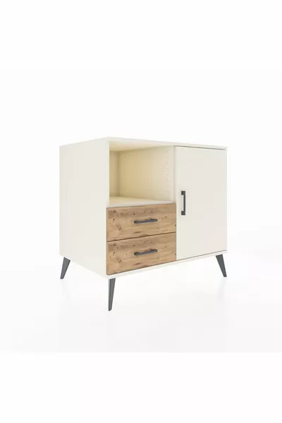 Комод Kronos с 2 полками, 2 ящиками и 1 дверцей, Цвет Лунный камень/Сосна