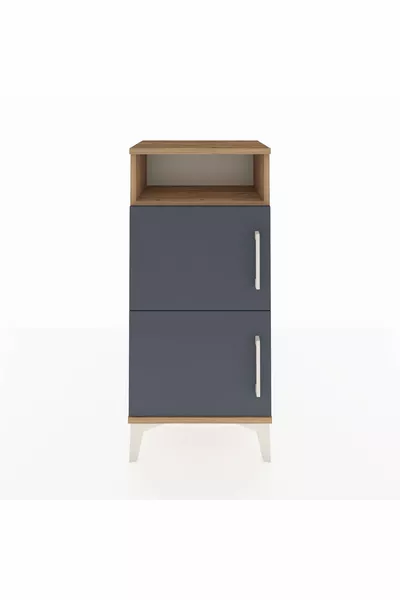 Arges Komodin Tek Raflı 2 Kapaklı  Çam-Antrasit