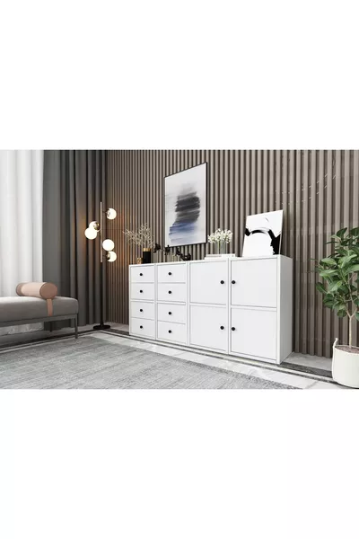 White Cabinet with Drawers and Chest of Drawers Cm -ç
