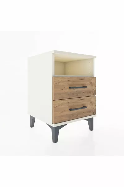 خزانة هايبريون بجرفة واحدة ودرجين من حجر القمر والصنوبر