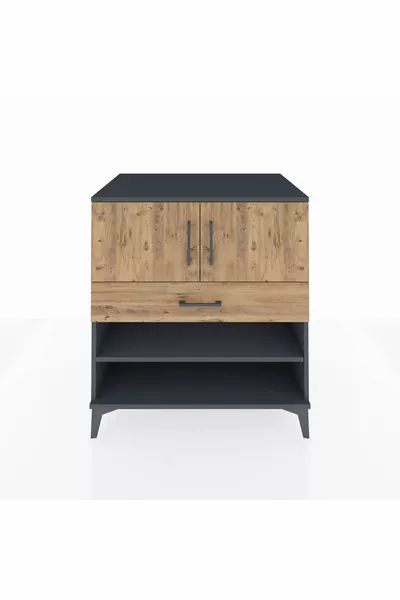 خزانة كرونوس بثلاثة أرفف ودرج واحد وغطائين أنثراسيت-صنوبر