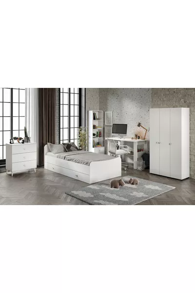Selen Children's Bedroom Set White - 5 Pieces, All High-Quality MDF
