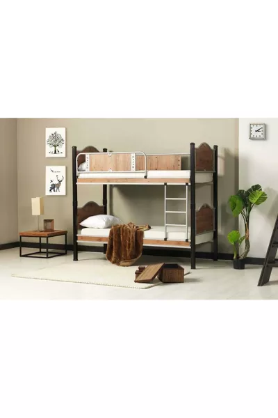 İnci Bunk Bed Black + Walnut