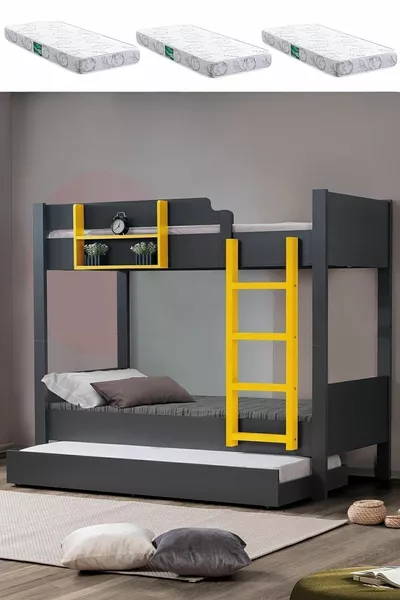 Mdf Profil Ranza , Asya Ayrılabilir Yavrulu Ranza 3 Adet Comfort Yatak