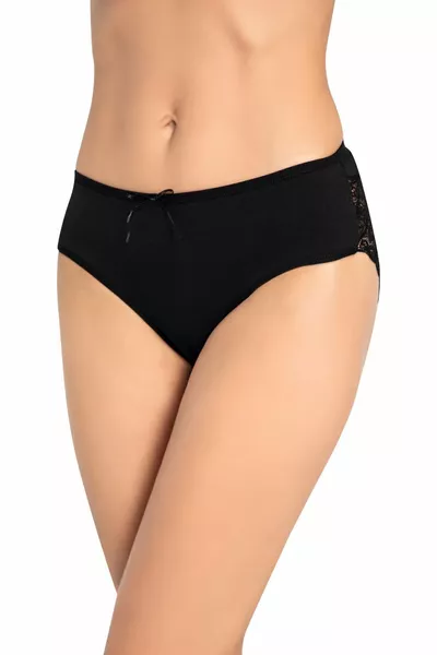 Achterkant Baklava Snit Kant Bateau 2-pack Slipje Zwart/wit 