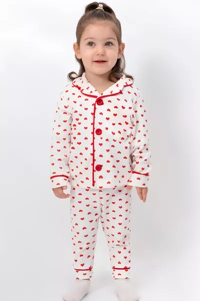 Heart-Printed Baby Girl Pajama Set