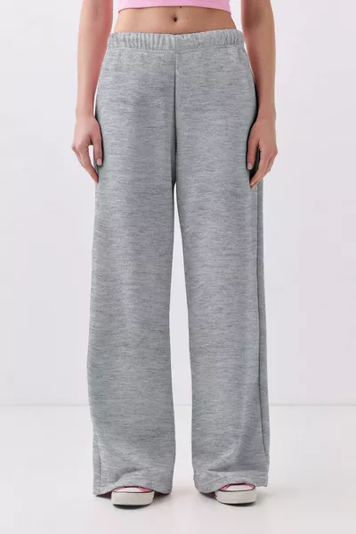 سروال رياضي واسع الأرجل للنساء باللون الرمادي المزيج