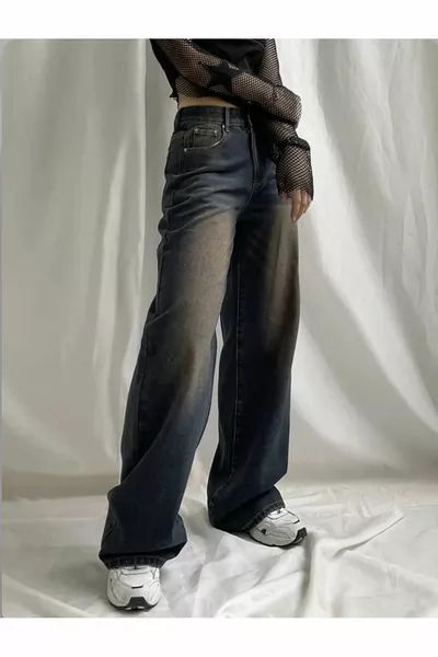 CEMREMS Trend Unisex Pantaloni Palazzo Jeans a Taglio Largo