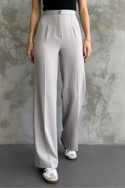 Women's New Season High-Waist Gray Classic Fabric Pants