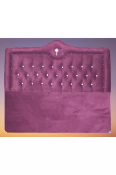 رأسية سرير مزدوجة بطبقة قطنية لون بنفسجي داكن مع تبطين رأسية