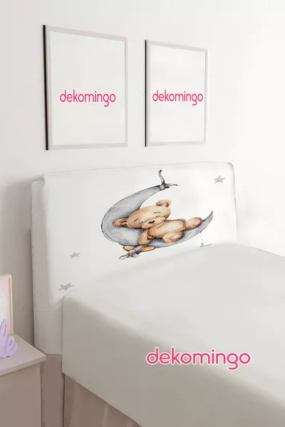 Maandbeer print hoofdbordhoes voor bedbasis (eenpersoons)